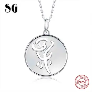 

Hollow Rose Necklace Sterling Silver 925 Round Flower Pendant necklaces For Women Sterling Silver Jewelry Valentine's Day Gift