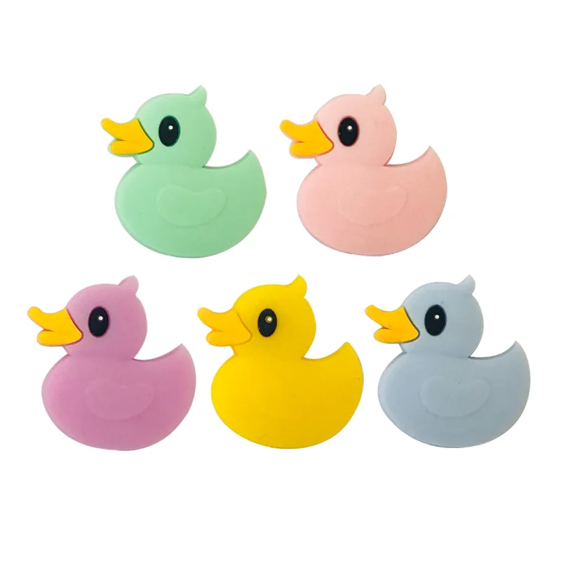 5pcs  Teething 장난감 미니 양 곰 개 코끼리 오리 꽃 실리콘 구슬 식품 학년 Teether DIY Pacifier 체인 아이 선물