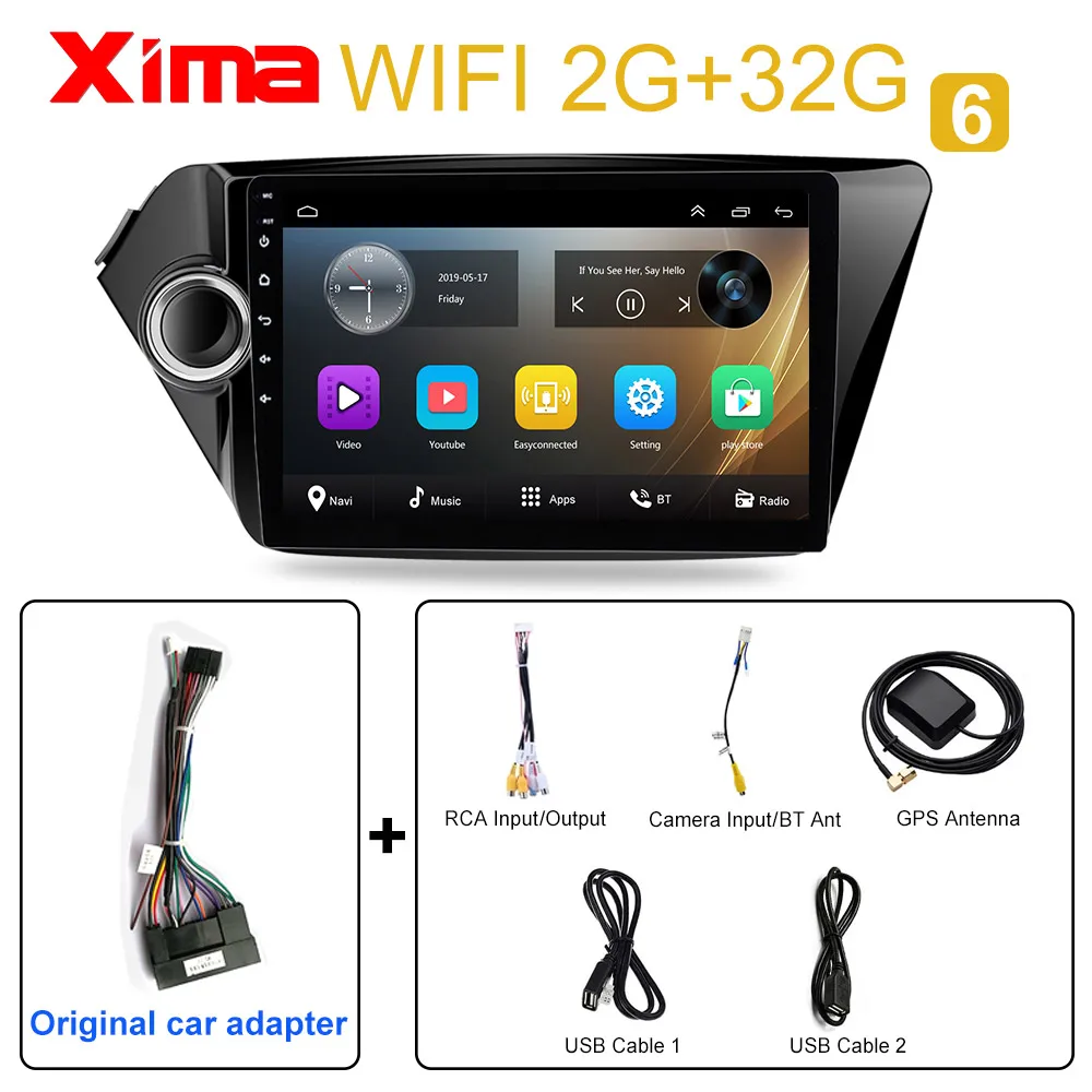 Car Android Multimedia Video Player For KIA RIO 3 4 2011- 2din Car Radio Navigation Bluetooth autoradio With Car dvr - Цвет: kia rio 3-32-1