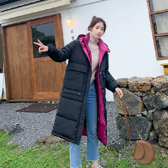 

2019 Winter New Style down Jacket Women's Mid-length Korean-style Loose-Fit Coat Cotton-padded Clothes Oversize down Coat