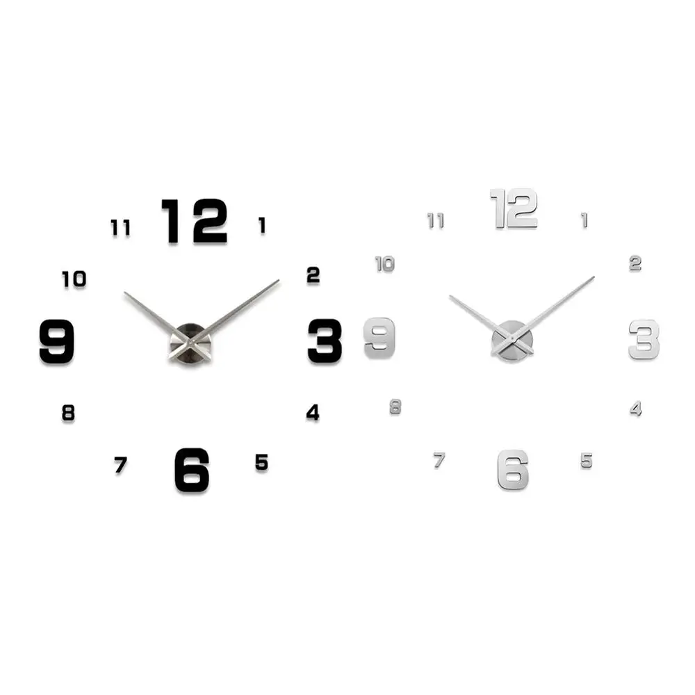 Modern Frameless DIY Wall Clock Design Rushed Quartz Clocks Fashion Mirror Sticker Living Room Decor New Arrival 3D Wall Clock