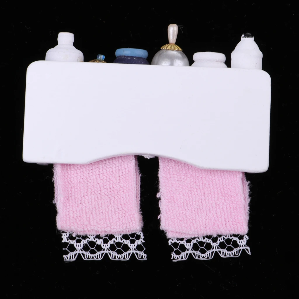 1:12 Dollhouse Bathroom Miniature Wall Storage Bathroom Shelf Kit Wooden