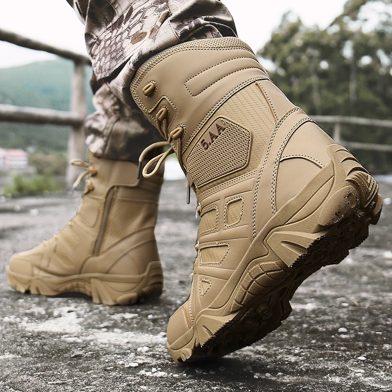 PHERON Для мужчин Высококачественная брендовая одежда кожаные ботинки в Военном Стиле спецназа Тактический пустынный армейские Для Мужчин's сапоги обувь для отдыха на открытом воздухе обувь ботильоны