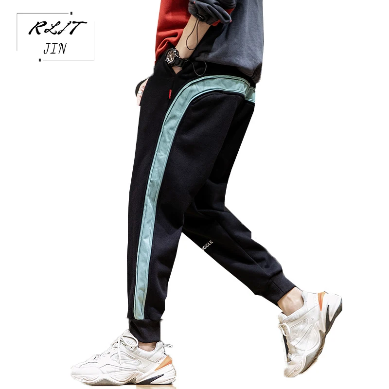 

RLJT.JIN Autumn winter new fashion casual style cotton sweatpants men Japanese super size patchwork harem pants Running walking