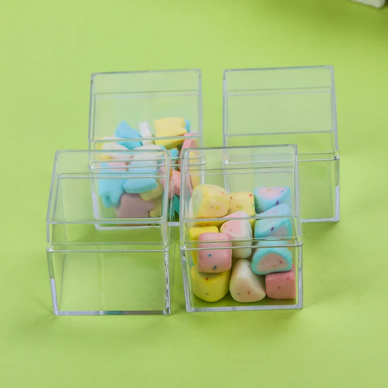 

12PCS 5CM Hollow Transparent Clear Plastic Candy Box Imitate Crystal Holder SALE