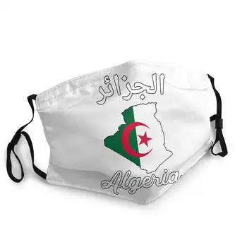 

Algeria Flag Map Washable Face Mouth Mask Printed Algerian Anti Haze Protection Cover Mouth Muffle with Filters