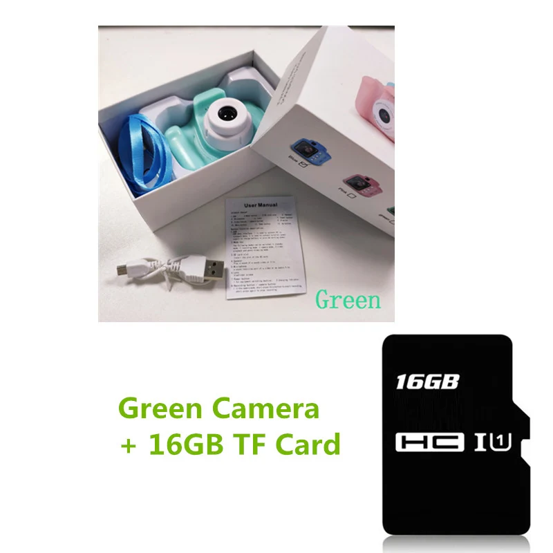 Детская мини-камера, детские развивающие игрушки для детей, подарок на день рождения, цифровая камера 1080 P, проекционная видеокамера - Цвет: 16GB Green Camera