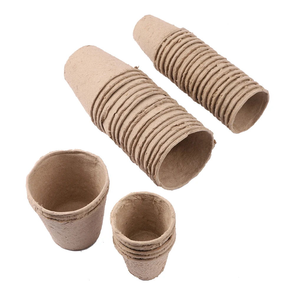 20pcs 6.2cm Environmental protection Garden Round Peat Pots Plant Seedling Starters Cups Nursery Herb Seed Tray Planting Tools