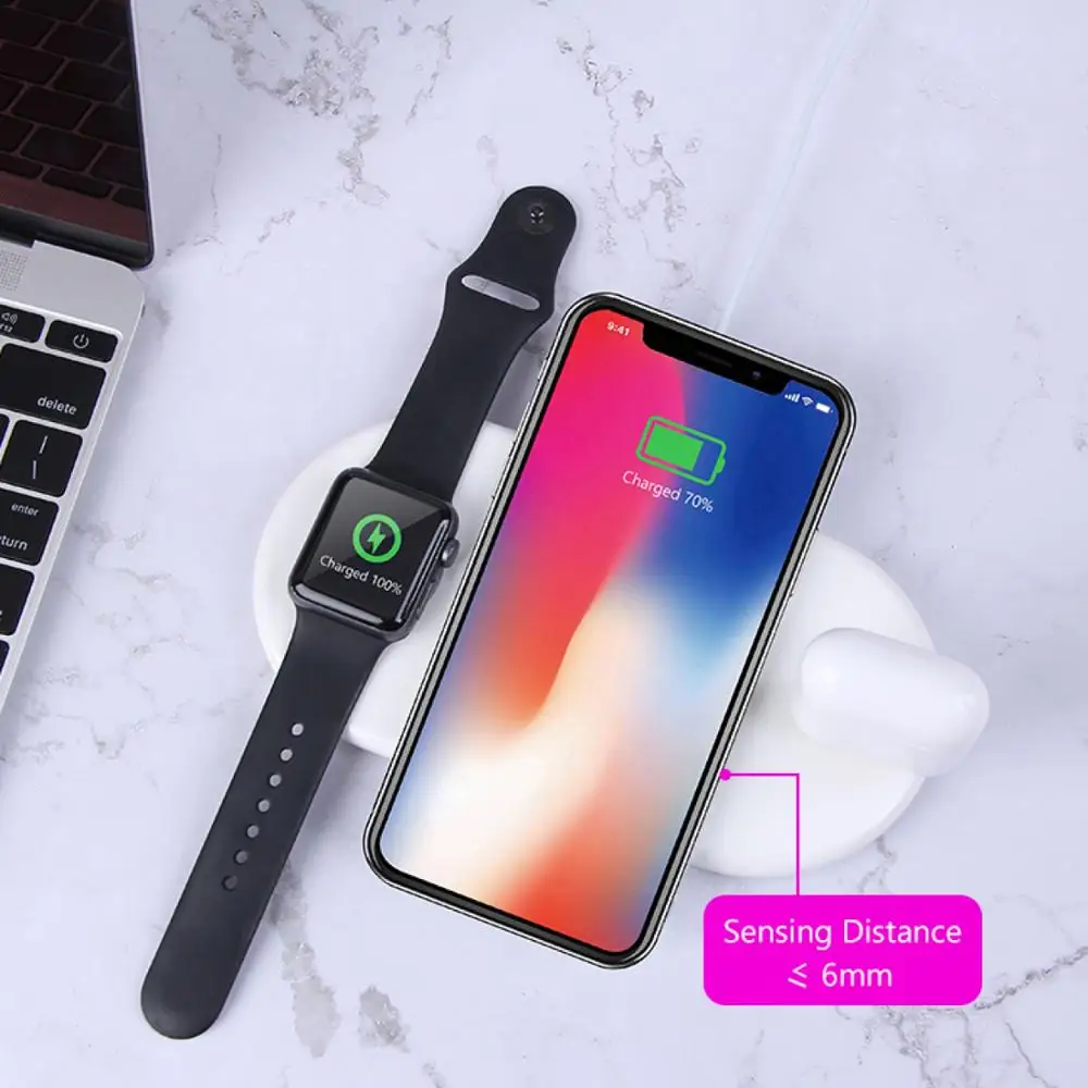 Micro USB быстрое зарядное устройство 3 в 1 Быстрое беспроводное зарядное устройство QC3.0 Базовая док-станция для Airpods Iphone X 8 XR XS 11 Apple iWatch 5 4 3 2