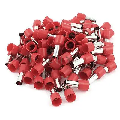 

100 x 16mm2 Crimp Cord End Terminal Insulated Bootlace Ferrule Connector Red