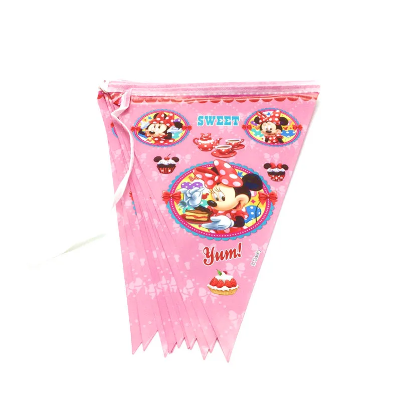 Flags-12PCS Дисней мультфильм тема Минни Мауса вечерние день рождения украшения Дети одноразовые посуда День Рождения украшения принадлежности - Цвет: Flags-12PCS