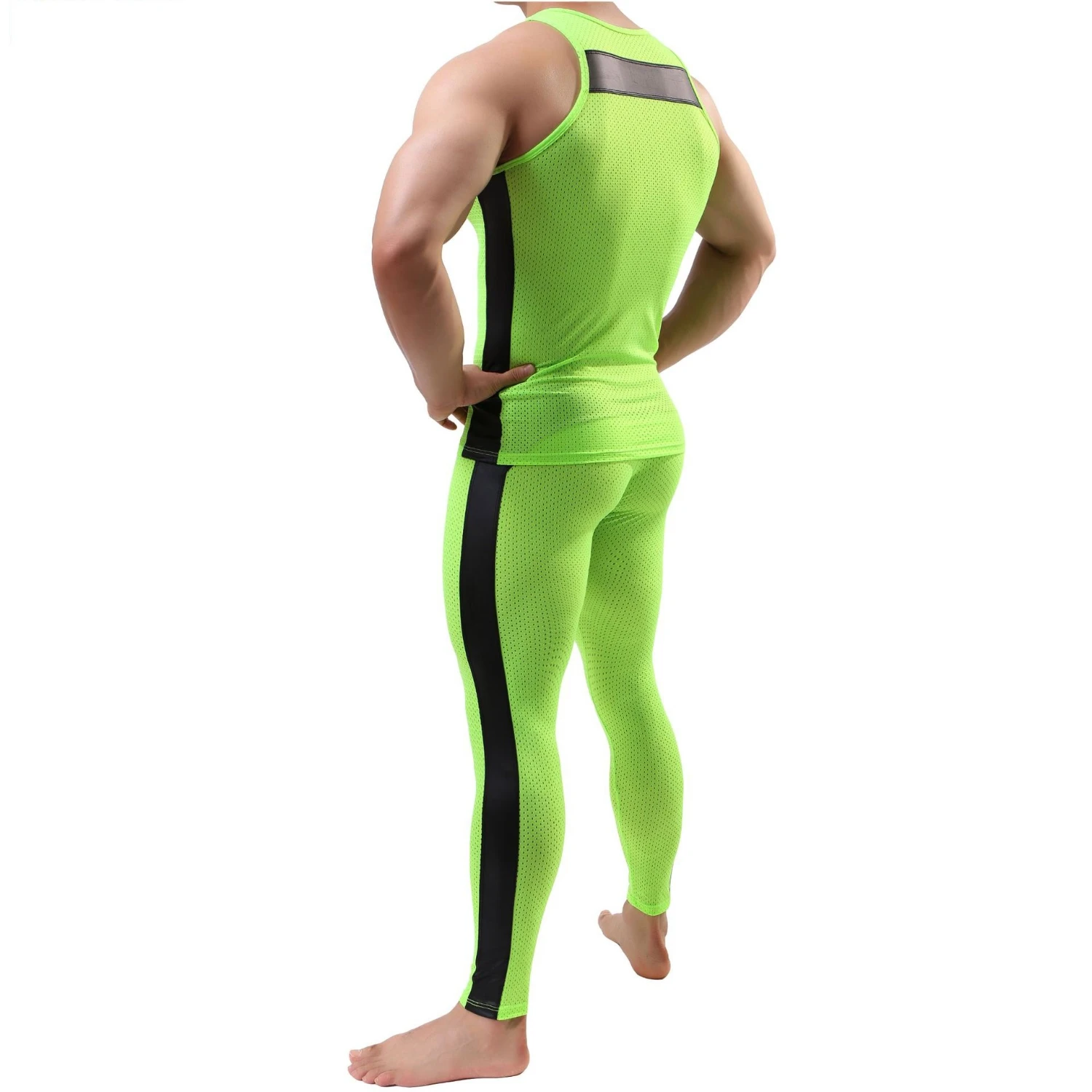 Sports Leggings Compression pants Breathable Mesh Leggings Men Running Tights Mens Compression Pants Gym Sports Leggins Exercise Training Workout Tights For Men