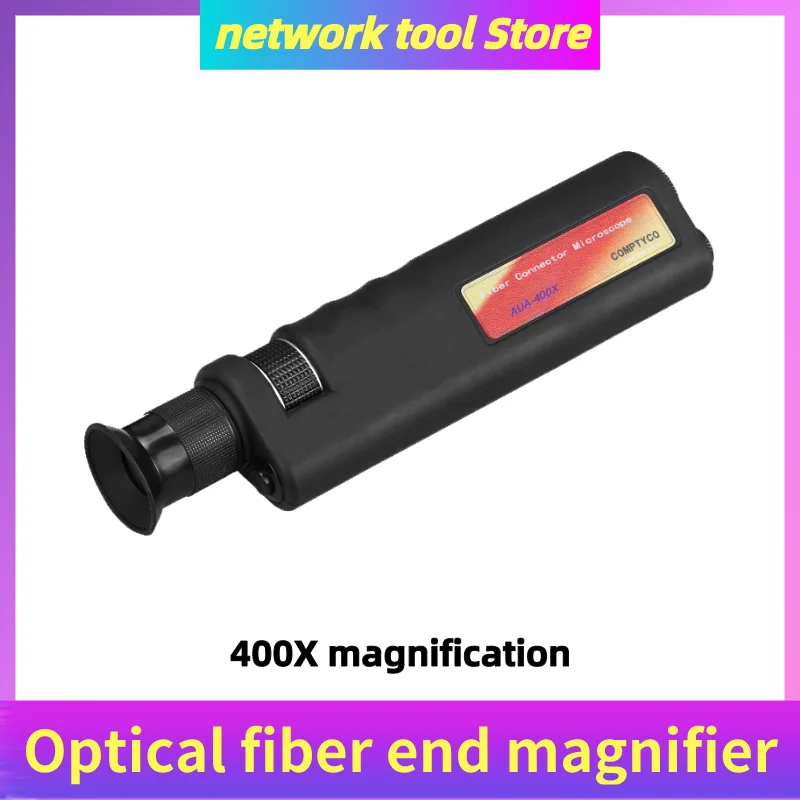 Lupa de cara de extremo de fibra óptica de mano, AUA-400X de inspección de fibra múltiple, microscopio de 2,5mm(SC/FC/ST) /1,25mm(LC), adaptador