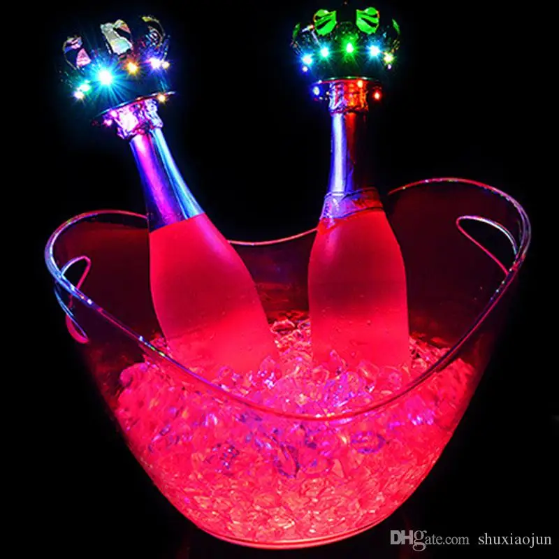 

Rechargeable Bar LED Ice Bucket Large Champagne Beer Wine Bottle Cooler Acrylic Barrel Glowing Cocktail Drinkware Holder