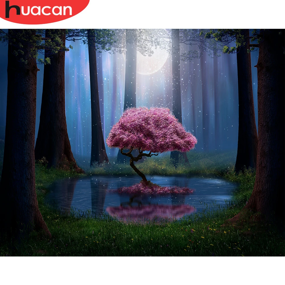 Huacan Diy Boyama By Numbers Manzara Orman Akrilik Boya By Numbers Yetiskin Duvar Sanat Resmi Agaci Ev Dekorlari Numarali Resim Aliexpress