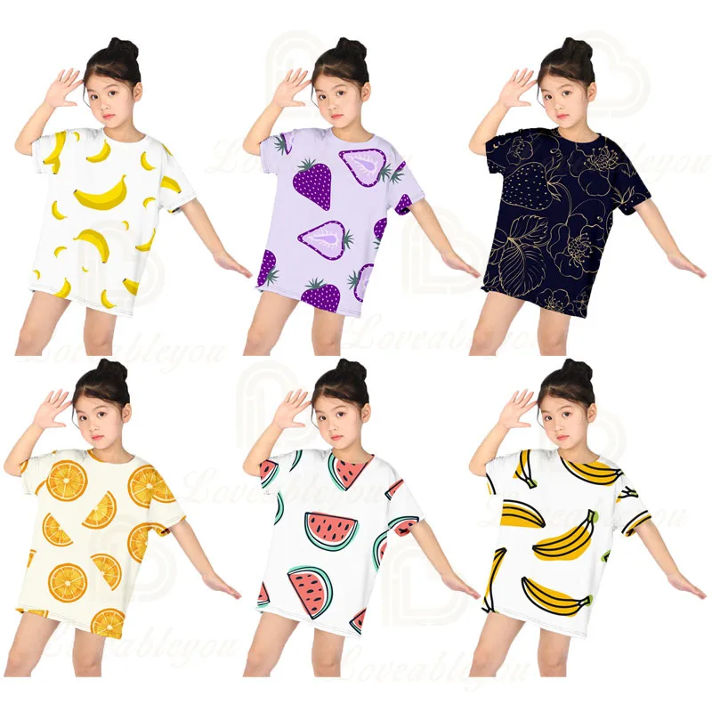 

T-shirts Women Fruit Cartoon Printing Leisure Soft Loose Streetwear Tees Funny T Shirt Girl Kids Harajuku Summer Clothing Girls