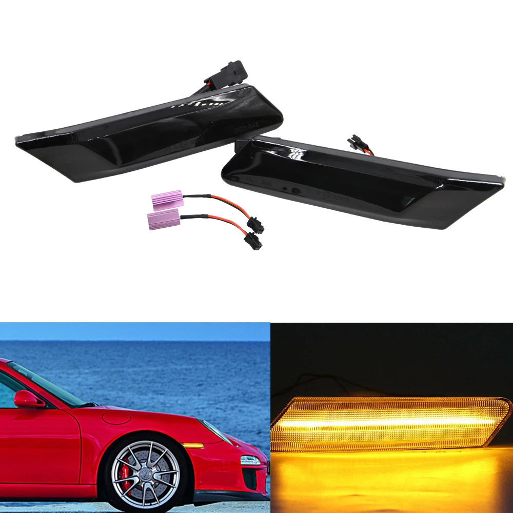 Smoked Amber Frnot Side Marker LED Lights For Porsche 911 997 / Cayman Boxster 987 2005-2012