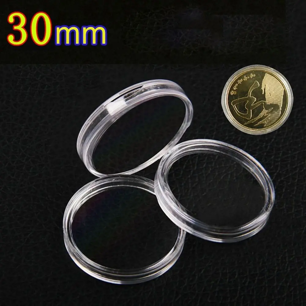 

10 Pcs Acrylic 30mm Clear Round Plastic Cases Transparent Collecting Box Exquisite Coin Storage Capsules Holder