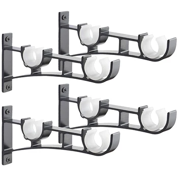 

Hot Double Curtain Rod Holders Set, Curtain Rod Brackets, Tap Right Into Window Frame Curtain Rod Hang Curtain Brackets for Wind