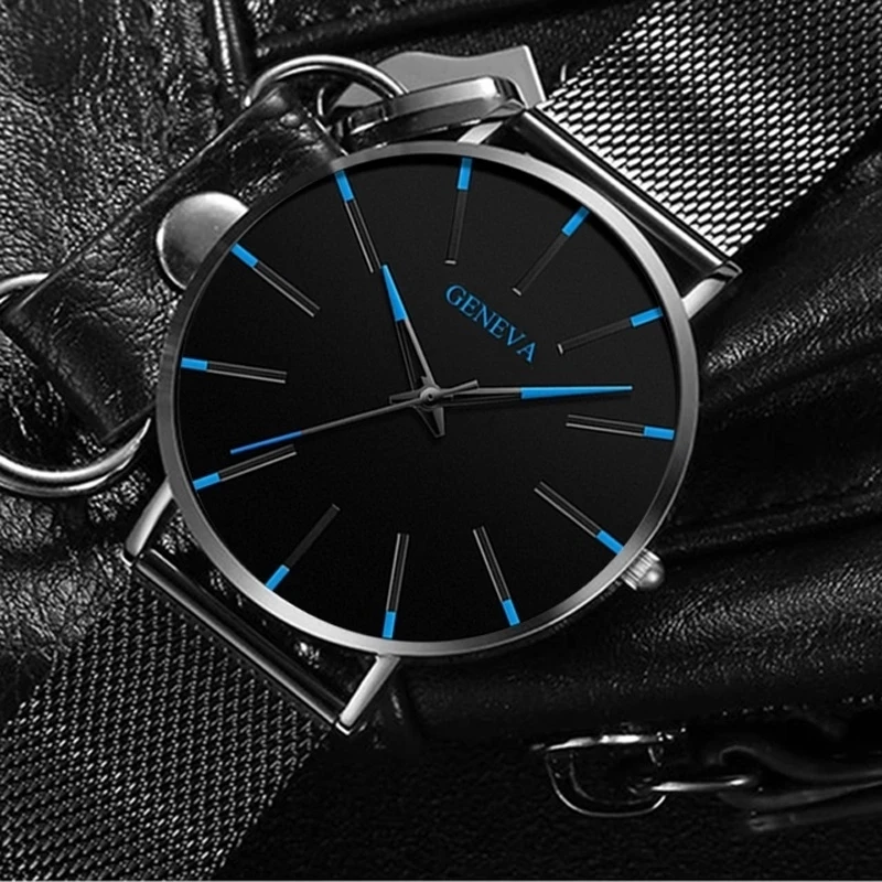 2021 NEW Watch Men Stainless Steel Mesh Belt Quartz Minimalist Ultra Thin Watches Men's Sports Leather Watch relogio masculino