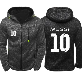 

Fashion Sweatshirt Messi 10 Print Hoodies Men Streetwear Fleece Warm Zipper Hooded Casual Jacket Hip Hop Harajuku Male Tracksuit