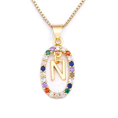Hot Sale Colorful 26 Letters A - Z Initial M S C K Alphabet Pendant Long Chain Necklace Name Jewelry Women Accessories Gift