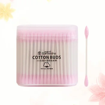 

200pcs Frosted Box-packed Makeup Cotton Buds Multipurpose Double-Head Swabs Cleaning Tool (Pink)