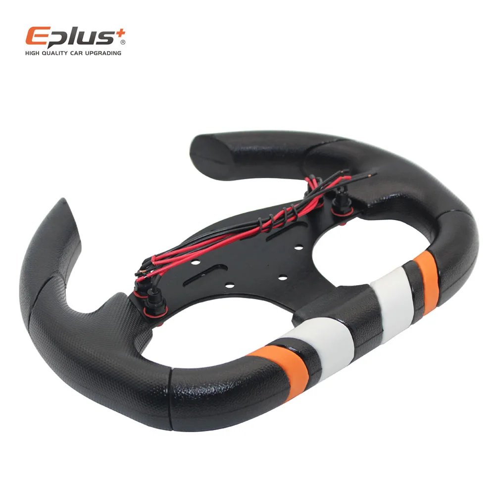 EPLUS 자동차 스타일링 스포츠 스티어링 휠, 레이싱 타입 PU 범용, 13 인치 310mm 알루미늄 개조 개조 카트