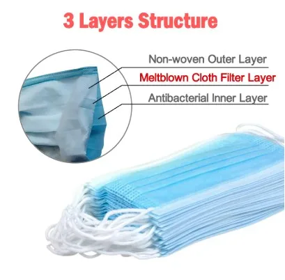 

10/20/30/40/50 Pcs 3 Layer Disposable Mask Anti-Dust Non Woven Earloop Face Mouth Protective Masks Facial Cover Mask