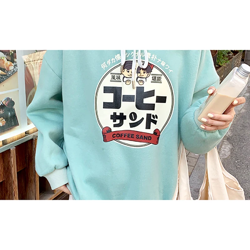 Harajuku/толстовки в консервативном стиле; Женская толстовка с героями мультфильмов; Повседневный бархатный Теплый Женский пуловер; топы