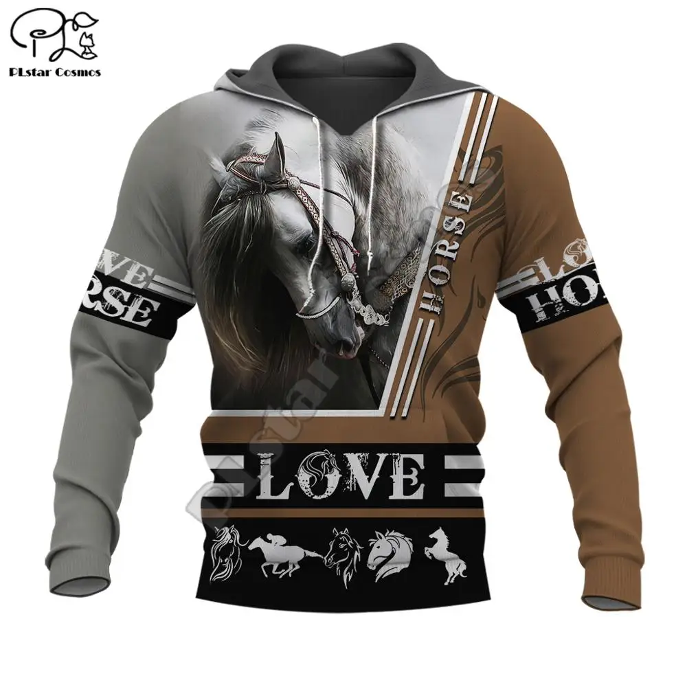 Новинка модный спортивный костюм PLstar Cosmos с изображением гонок лошадей животных