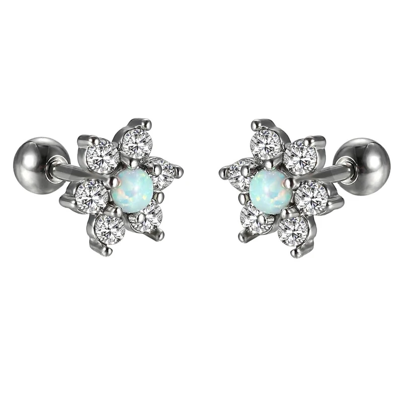 2 шт. с цветком из опала нержавеющей стали серьги Для женщин хирургические Сталь