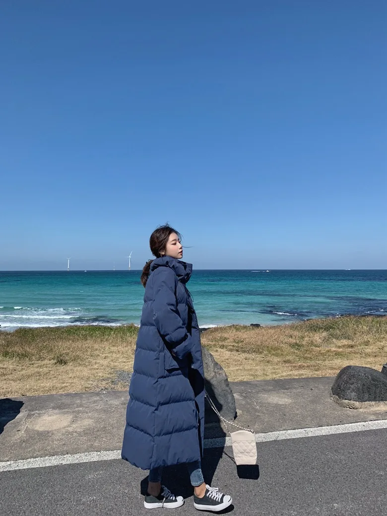 Cotton Coat Winter New Style Korean-style WOMEN'S Wear Retro CHIC Wind over-the-Knee Long hua bao ling Cotton-padded Jacket