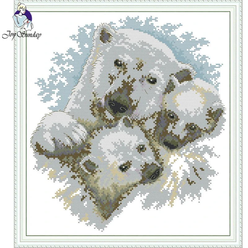 Joy Sunday,Polar bear,Animal pattern cross stitch kit,Cartoon cross stitch pattern,Needlework counted cross-stitch patterns (4)