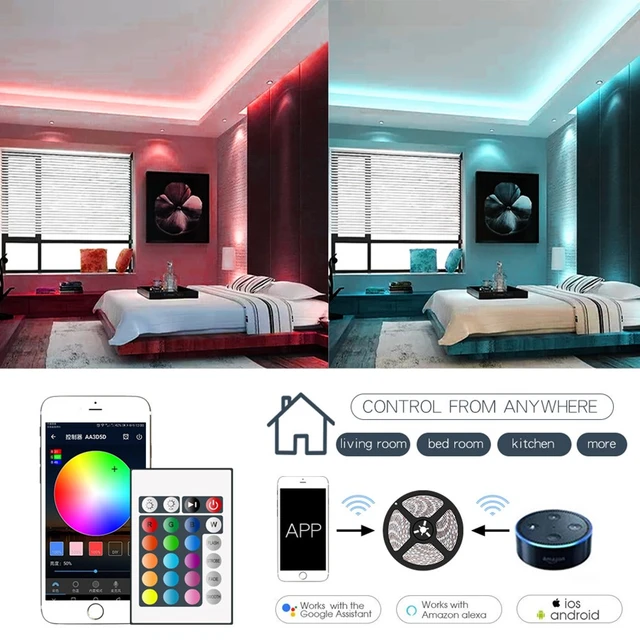 Tira De Luces 300 LEDs RGB Color Tiras Led Para Decoracion Habitacion Cuarto