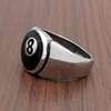 Punk 316L Stainless Steel Number Black 8 Eight Pool Billiard Ball Gear Ring Jewelry 4