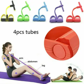 

Resistance Bands Fitness Gum 4 Tube Latex Pedal Exerciser Sit-up Pull Rope Expander Elastic Bands Yoga equipment Pilates Workout