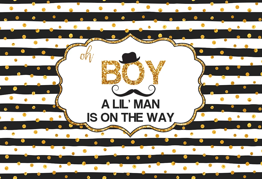 В Маленький мальчик Baby shower фон для девочек в черно-белую полоску Золотой горошек