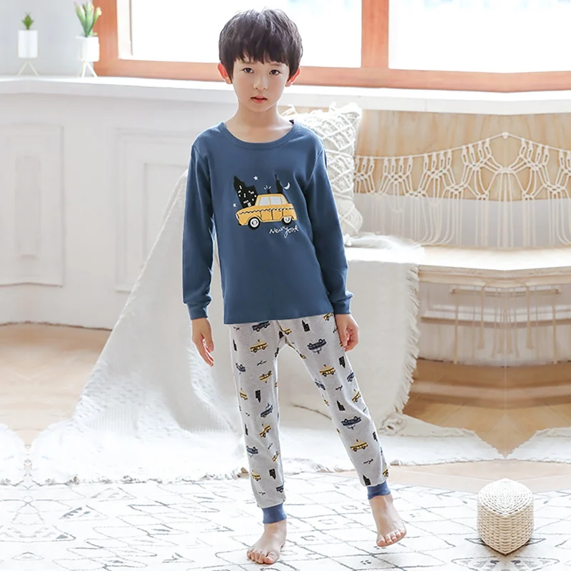 Осенняя Пижама, комплект одежды для сна с рисунком для маленьких мальчиков и девочек, блузка с длинными рукавами, Топы+ штаны, пижама - Цвет: DL