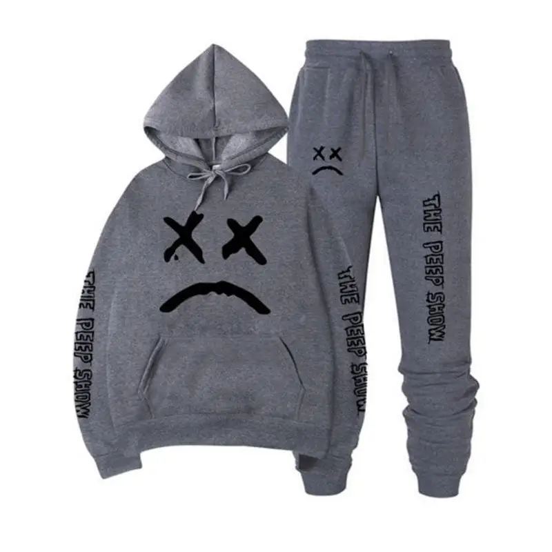 sun hoodie RIP Lil Peep Hoodies Sweatshirt + Sweatpants Suits Men Women Hip Hop Lil Peep Cry Baby Pullover Two Piece Set Sudaderas gray hoodie