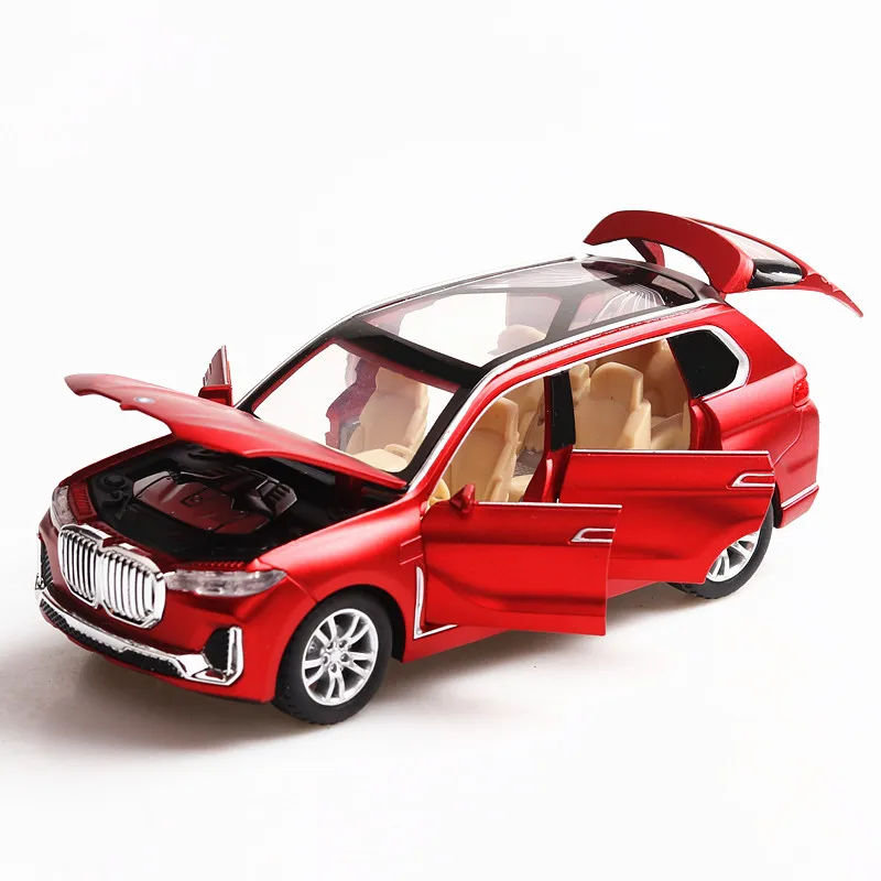 

1:32 Diecast Metal Model Car Toy Wheels New Energy BM X7 SUV Simulation Music Light Pull Back Car Six Door Boy Kids Car Gift