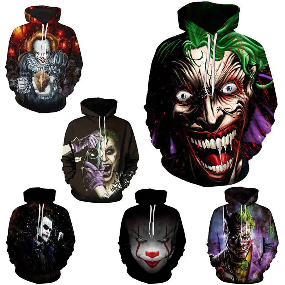 

Cosplay Stephen King's It Uniform 3D Print Horror Clown Devil Sweatshirt Unisex Halloween Casual Hooded Sweater