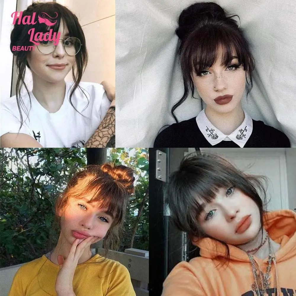 Накладные пряди волос Halo Lady Beauty перуанские человеческие волосы с тупой челкой на