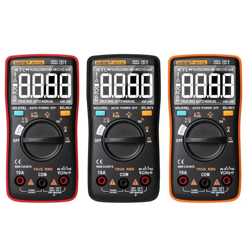 

ANENG AN113D Backlight Display Multimeter AC/DC Voltage Tester Voltmeter Handheld LCD Multimetro Voltage Current Multimeter