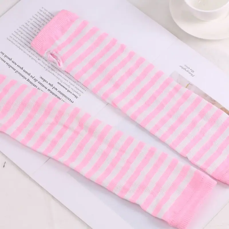 Women's Korean version of the warm long gloves arm sets wholesale classic black white striped finger cotton long wristband