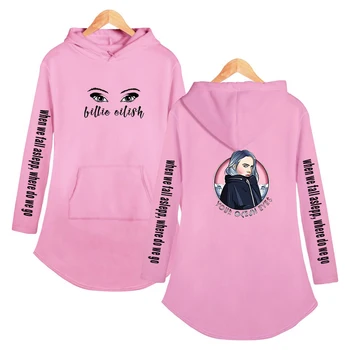 

Billie Eilish Dress with Hood for Women Elish Casual jumpsuit pink white Spring Teddy Girls hoodie Fan Fashion Clothing xxs xxl