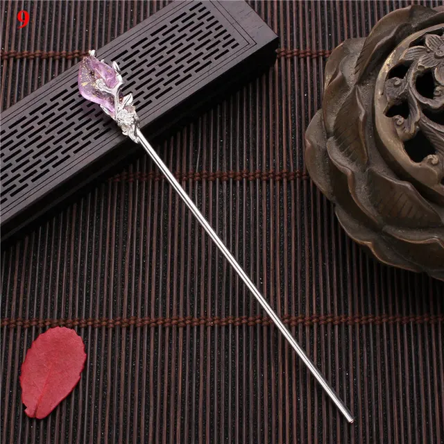 Vintage Chinese Style Hairpins Hair Stick Women Metal Glaze Hair Fork Hair Chopsticks Woman Jewelry Hair Clip Accessories 2021 9