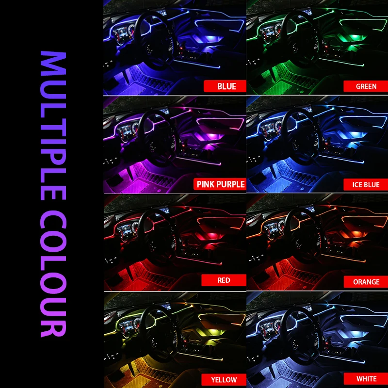 Автомобиля EL неоновые полосы 6M звук Управление светильник RGB светодиодный