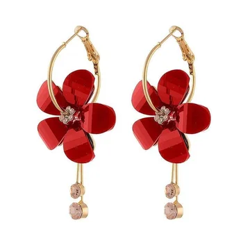 

Earing Tassel Earrings Han Edition 6 Petals Yakeli Zircon Tassel Several Earrings Circle 4 Color Transparent Earring Sunflower