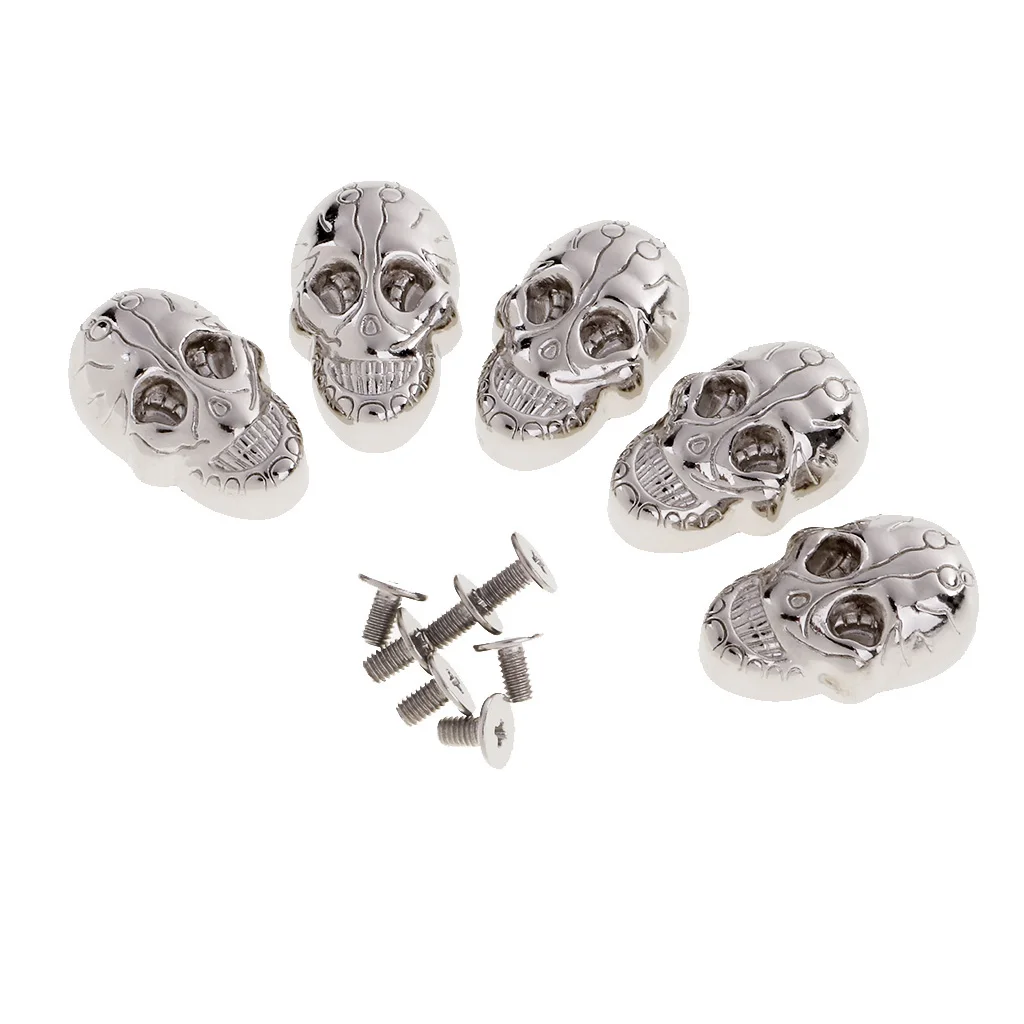 5 Sets 21x15mm Screwback Goth Skull Head Stud Spike Belt Bag Leathercraft Clothes Rivets fit Pet Collar Garment Shoes